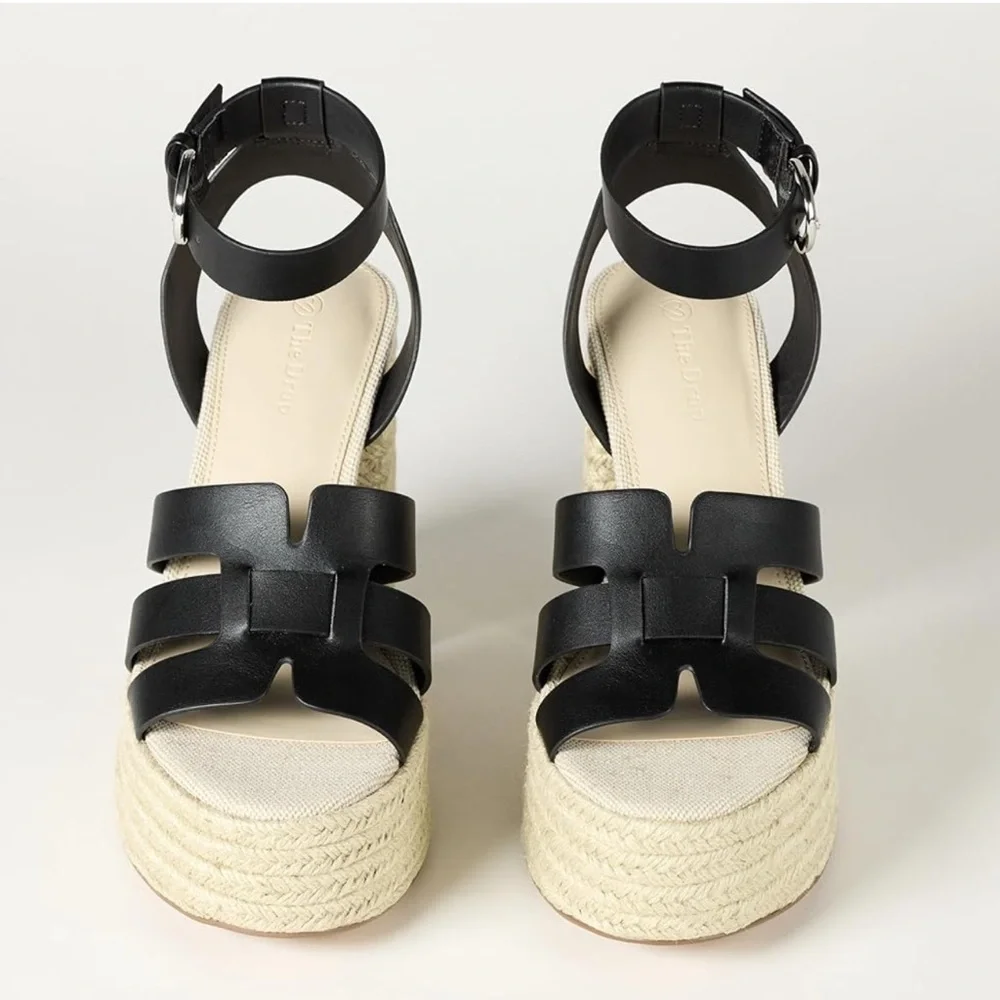 The Drop ‘Bea’ woven black and tan platform heel NEW with tags size 12